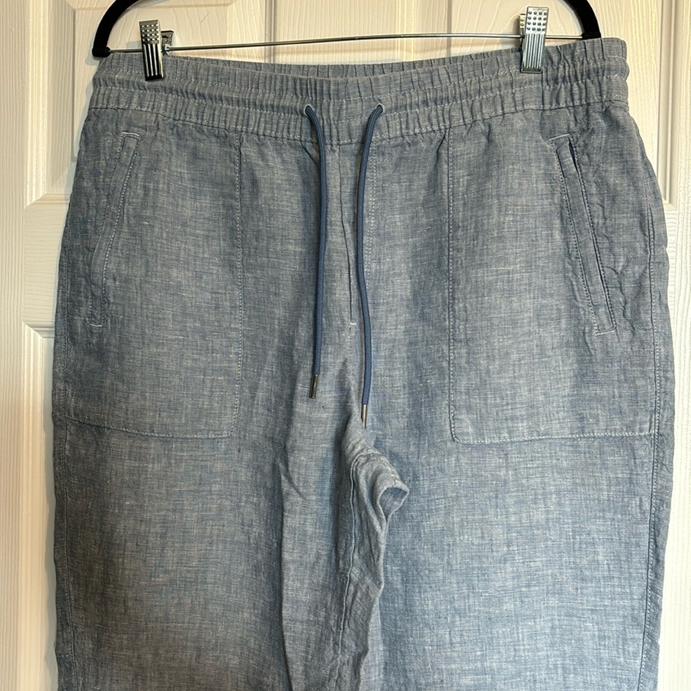 Athleta Cabo women’s blue 100% linen jogger pants size 14